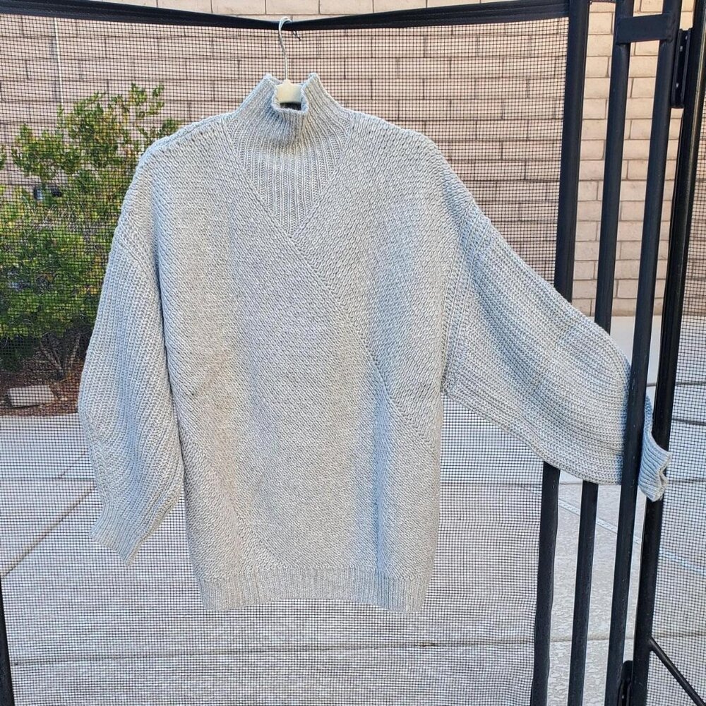 Weekday High Neck Knit Jumper in Grey size S